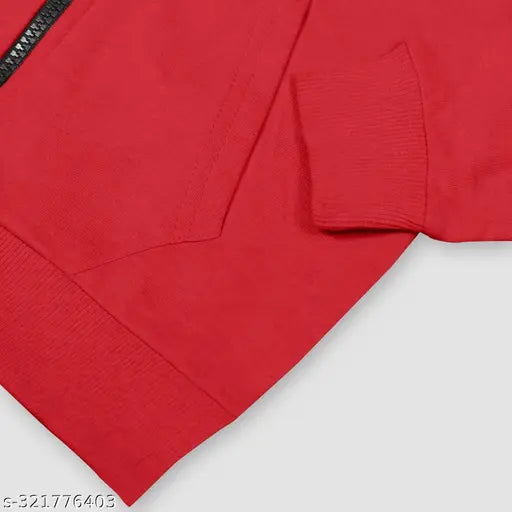 Silver Fang Kids Solid Red Hoodie & Sweatshirt - Loop Knit Cotton Winter Wear for Boys (India)