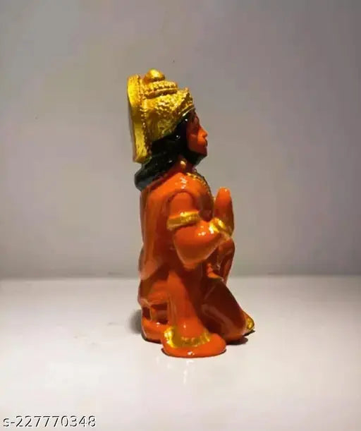 Polyresin orange Hanuman Ji statue, 8cm x 8cm x 5cm, Indian home pooja gift