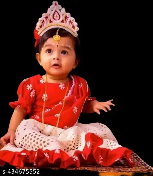 Trending cotton baby saree with stitched blouse, embroidered and printed net design, multiple sizes available from India