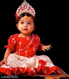 Trending cotton baby saree with stitched blouse, embroidered and printed net design, multiple sizes available from India