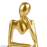 Modern resin abstract thinker men statue set (3pc, gold) - ideal for home decor, office, or gift