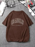 Cotton blend oversized women's coffee print western wear t-shirt, perfect for ladies fashion
