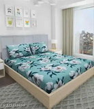 Glace cotton, superfine checked double king bedsheet with elastic fit & 2 pillow covers. Ideal for summer, 72x78 inches