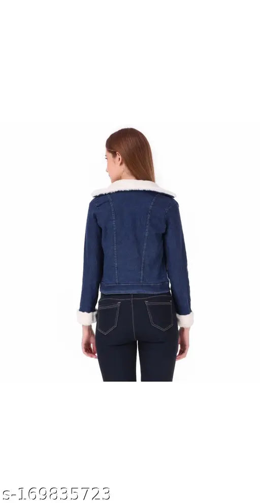 Embroidered denim women's jacket, long sleeves, size S (32in bust, 24in length)