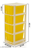 Yellow plastic drawer storage organizer system for clothes, books, shoes, toys, socks etc (4xL cabinet)