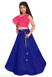 Handcrafted Indi Girls Lehenga Choli, 100% Silk & Cotton blend, embellished with mirrors in yellow-blue, perfect for all occasions and seasons