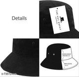 Black cotton bucket hat, textured design for women's fashion, Made in India