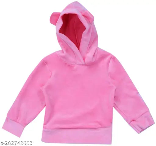 Velvet Flawsome Funky Girls sweatshirt/hoodie for toddlers aged 3-6 months, solid design made in India