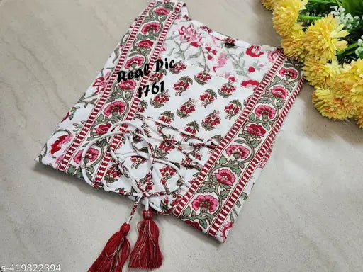 Pure cotton three-quarter sleeve printed short kurti, XS to 7XL sizes for plus and big sizes, Indian country of origin