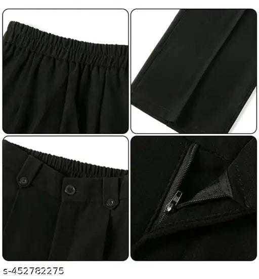 Scuba-patterned straight fit or wide leg pants for women and girls, Solid net fabric, India origin