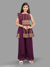 Kids' Crepe Kurta Pajama Set with Dupatta, trendy ethnic wear for girls, traditional Indian festival attire