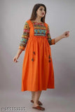 Rayon A Line Printed Anarkali Kurta in solid color, three-quarter sleeves - Indian women's fashion for parties or weddings