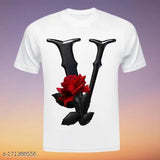 White polydot fancy alphabet printed half-sleeve t-shirt for round neck, Busimax V, polycotton, XS-XXL