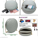 Striped PU Leather Sling Bag, Durable Women & Girls Design, Zipper Closure, Adjustable Strap