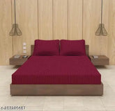 Satin stripe cotton double bed sheets, superfine quality, 2 pillow covers, ideal for summer, made in India