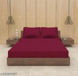 Satin stripe cotton double bed sheets, superfine quality, 2 pillow covers, ideal for summer, made in India