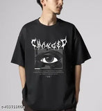 Oversized cotton graphic print T-shirt for men and unisex. Short sleeves, varied sizes from XS to XXL. Fun, fashionable, and trendy oversized style, originating from India