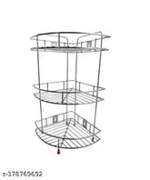 Stainless steel kitchen corner rack (silver), efficient multipurpose storage solution for small spaces