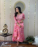 Rayon Bandhej Kurti, beautiful printed embroidery work on three-quarter sleeves, women's fashion from India