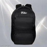 Black waterproof polyester school bag, large unisex design with 3 compartments, ideal for college and laptops, free size (21cm x 15cm), made in India