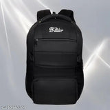 Black waterproof polyester school bag, large unisex design with 3 compartments, ideal for college and laptops, free size (21cm x 15cm), made in India