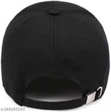 Black cotton adjustable baseball cap with self-design net, formal or casual wear for men and boys. Made in India