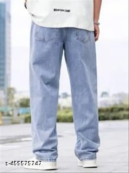 Denim baggy jeans for men, loose fit and vintage-inspired, size 28/30/32/34/36, India origin