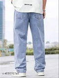 Denim baggy jeans for men, loose fit and vintage-inspired, size 28/30/32/34/36, India origin