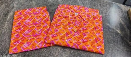 Orange cord set Reyon printed kurta with pant sets: cotton/viscose rayon tunic and palazzo coord set featuring angrakha style top and matching bottoms for formal or informal events