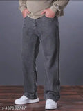 Light grey cotton baggy pants - Solid, versatile, comfortable men's trousers from India (size 28/waist 29in, length 38in, hip 35in)