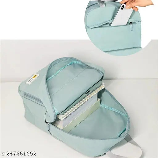 Green/Black lightweight large storage capacity portable backpack for men and women with water-repellent nylon fabric, adjustable shoulder straps, and big compartment for travel, school, or daily use