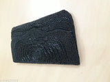 Black beaded fabric clutch, embroidered net, free size (9in x 6in), handmade Indian ladies accessory