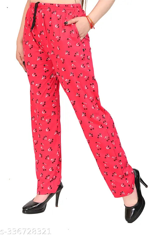 Women's cotton maxi length regular fit lower track pyjamas - comfortable and stylish nightwear/lounge wear