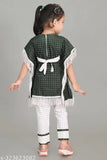 Cotton baby dress set: A-line kurta with embroidery, plazzo style kaftan for girls aged 1-4 years, handcrafted in India