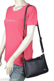 Glossy PU women's sling bag, free size, 3 compartments, India-made accessory
