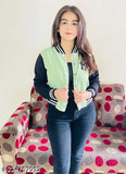 Pista Green Solid Long Sleeve Cotton Jacket, elevate your style with this trendy women's jacket featuring elastodiene fabric and ribbed cuffs & hem