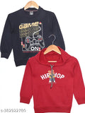 Cotton blend kids' printed pack of 2 sweatshirts, vibrant design for 4-5, 7-8, and 8-9 year-olds