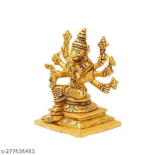 Medium-sized brass Varagi Amman statue, handcrafted Indian artifact, 25 inches