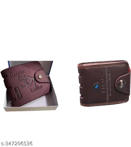 Genuine leather men's combo (canvas & leather), 2-compartment wallet, free size, solid color, aesthetic design, black, India origin