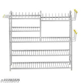 Stainless steel kitchen utensil rack, 31x30 inches, perfect organizer for plates and cutlery