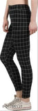 Checked cotton blend women's jeggings for yoga, fitness, or casual wear - elastic waistband for adjustable comfort (size 26-32, fits S-M-L)