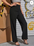 Indian-made stretch cotton wide-leg flared pants for office, formal high waist trousers in solid color