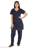 Muskaan Rayon Cotton night suit top and pyjama set with pocket, printed net design, comfortable and fancy-designed bedroom wear