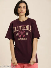 Dillinger maroon typography oversized cotton t-shirt, short sleeves, printed pattern, XS (38in bust, 27in length)