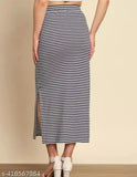 Trendy striped cotton blend skirt for women, stylish checked pattern, size 26/28/30, Indian origin