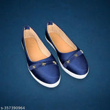 Blue synthetic ballerina mojaris juttis for women and girls, stylish and comfortable slip-on footwear