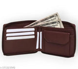 Brown artificial leather wallet, PU material, men & women casual evening/party formal travel trendy design, 4 card slots, neat and useful compartments