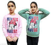 Stylish winter fleece girls sweatshirts with 2 pockets, cotton, printed - 3-4 years size, India