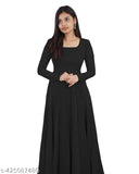 Georgette gown with 2m dupatta, gold-lace trimmed, Indian-made formal wear in S-XXL sizes