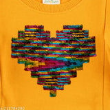 Embroidered net sequined cotton sweatshirt for girls, full sleeve and round neck, winter wear, size: 2-3 years